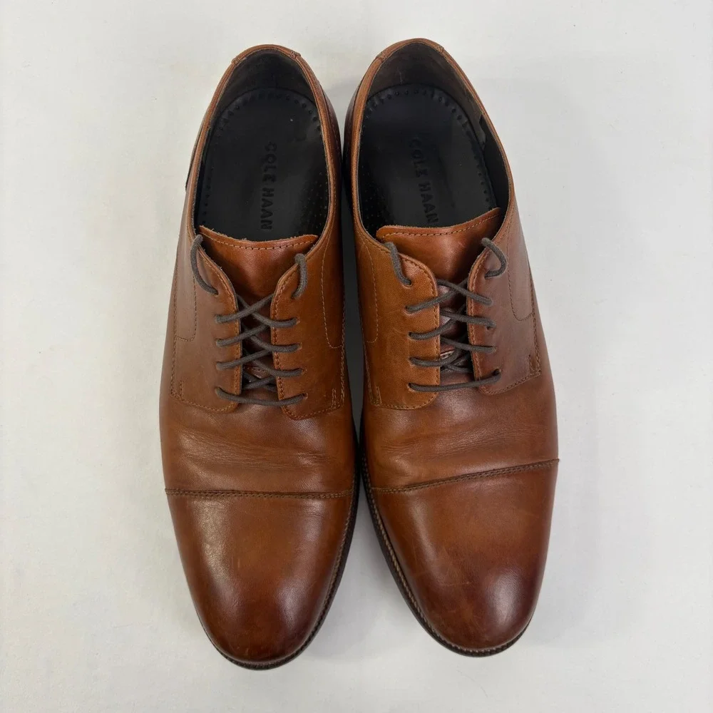 Cole Haan Mens Benton Cap Toe British Tan Leather Derby Oxford Shoes Size 11 M